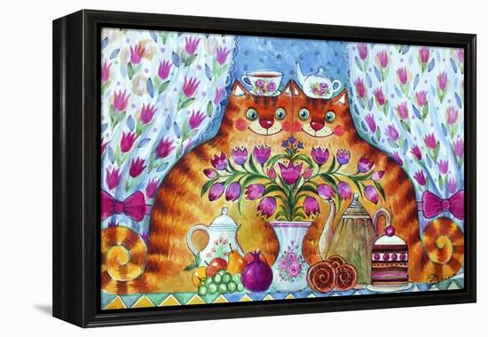 Tea Cats-Oxana Zaika-Framed Premier Image Canvas