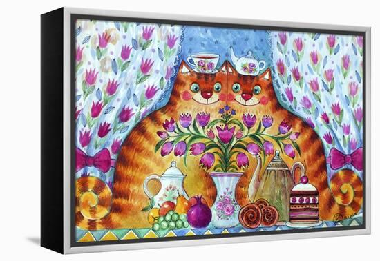 Tea Cats-Oxana Zaika-Framed Premier Image Canvas