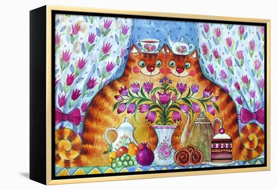 Tea Cats-Oxana Zaika-Framed Premier Image Canvas