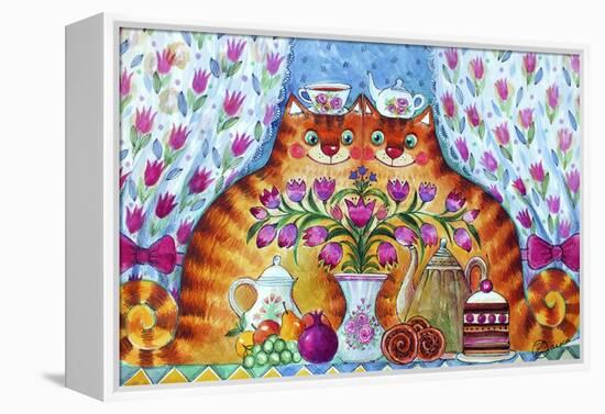 Tea Cats-Oxana Zaika-Framed Premier Image Canvas