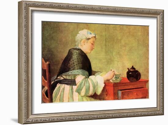Tea Drinker-Jean-Baptiste Simeon Chardin-Framed Art Print