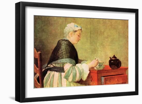 Tea Drinker-Jean-Baptiste Simeon Chardin-Framed Art Print