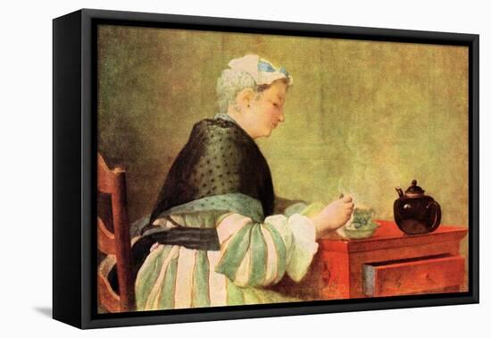 Tea Drinker-Jean-Baptiste Simeon Chardin-Framed Stretched Canvas