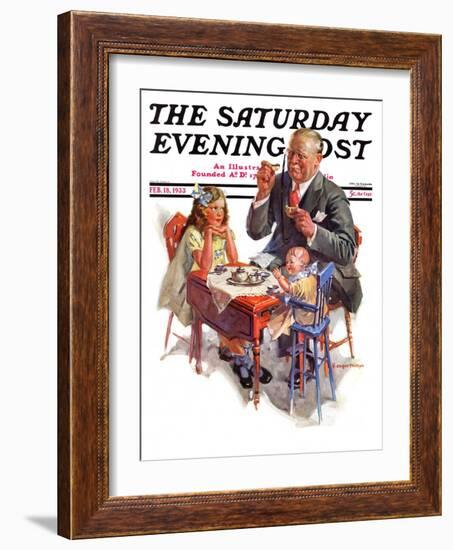 "Tea for Grandpa," Saturday Evening Post Cover, February 18, 1933-C. Gager Phillips-Framed Giclee Print