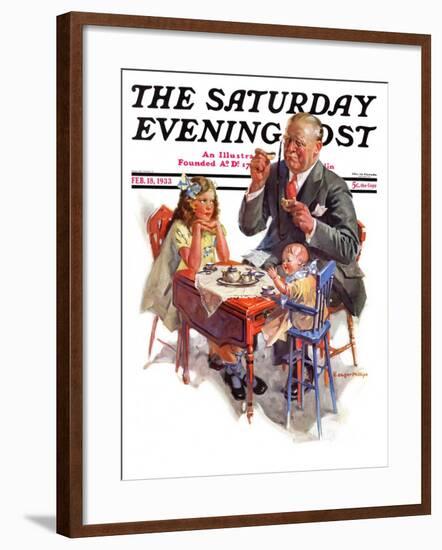 "Tea for Grandpa," Saturday Evening Post Cover, February 18, 1933-C. Gager Phillips-Framed Giclee Print