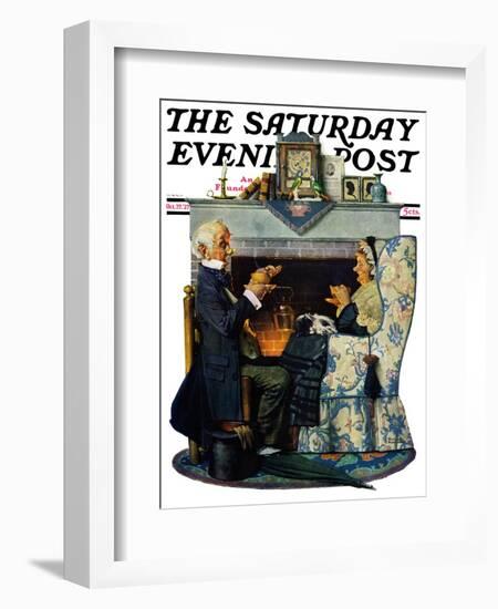 "Tea for Two" or "Tea Time" Saturday Evening Post Cover, October 22,1927-Norman Rockwell-Framed Giclee Print