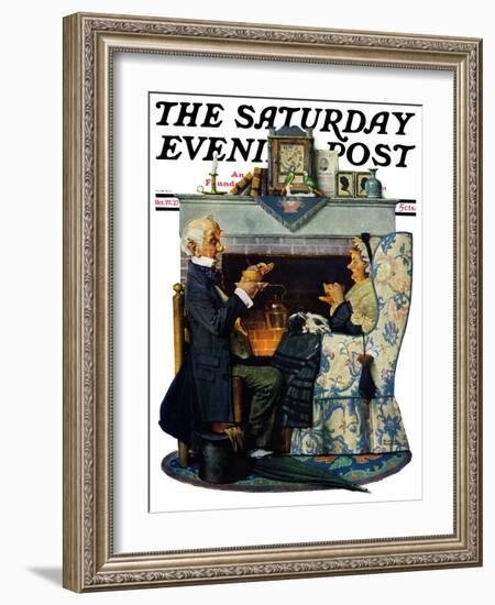 "Tea for Two" or "Tea Time" Saturday Evening Post Cover, October 22,1927-Norman Rockwell-Framed Giclee Print