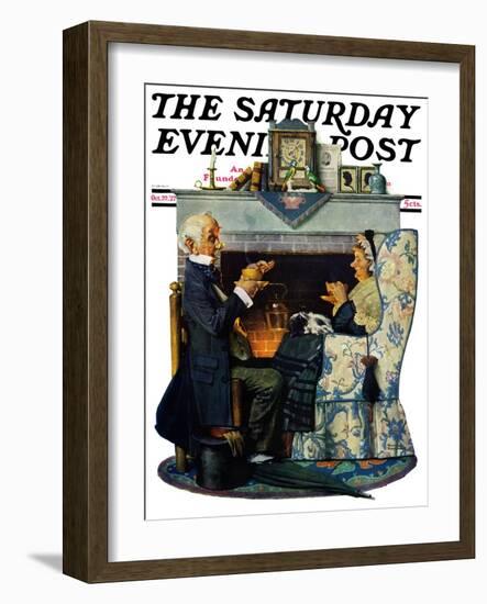 "Tea for Two" or "Tea Time" Saturday Evening Post Cover, October 22,1927-Norman Rockwell-Framed Giclee Print