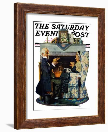 "Tea for Two" or "Tea Time" Saturday Evening Post Cover, October 22,1927-Norman Rockwell-Framed Giclee Print