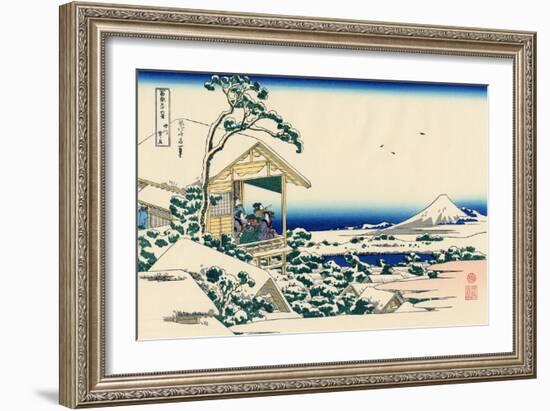 Tea House at Koishikawa, the Morning After a Snowfall, c.1830-Katsushika Hokusai-Framed Giclee Print
