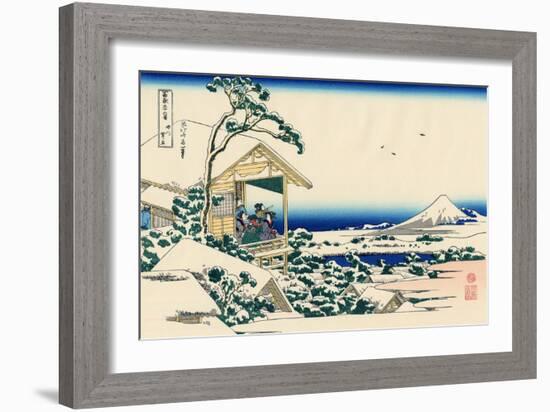 Tea House at Koishikawa, the Morning After a Snowfall, c.1830-Katsushika Hokusai-Framed Giclee Print