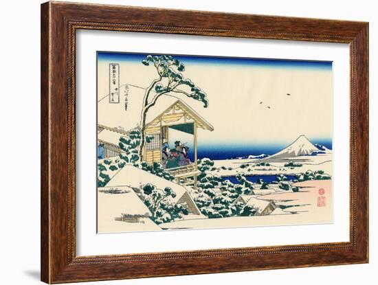 Tea House at Koishikawa, the Morning After a Snowfall, c.1830-Katsushika Hokusai-Framed Giclee Print