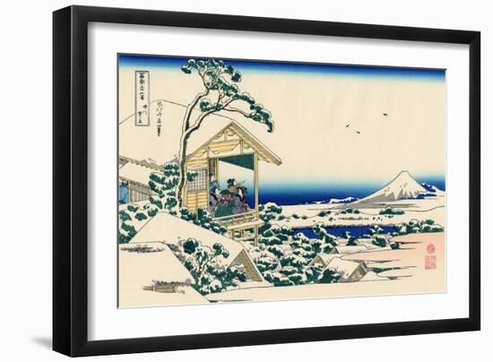 Tea House at Koishikawa, the Morning After a Snowfall, c.1830-Katsushika Hokusai-Framed Giclee Print