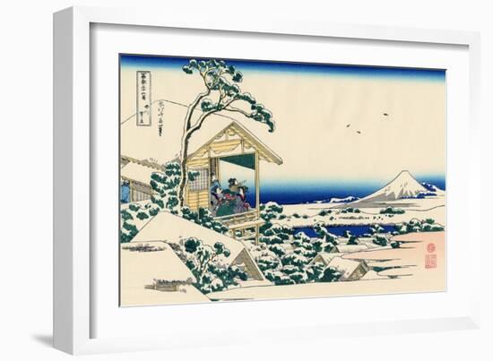 Tea House at Koishikawa, the Morning After a Snowfall, c.1830-Katsushika Hokusai-Framed Giclee Print