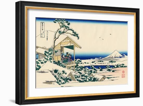 Tea House at Koishikawa, the Morning After a Snowfall, c.1830-Katsushika Hokusai-Framed Giclee Print