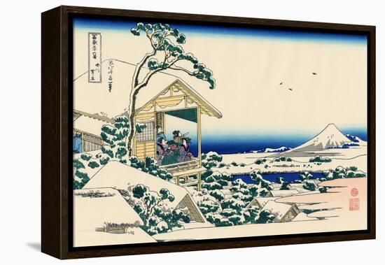 Tea House at Koishikawa, the Morning After a Snowfall, c.1830-Katsushika Hokusai-Framed Premier Image Canvas