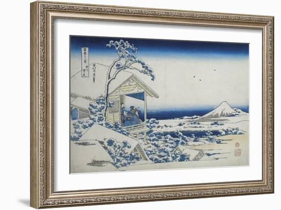 Tea House at Koishikawa, The Morning After A Snowfall, c.1830-Katsushika Hokusai-Framed Giclee Print