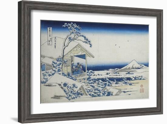 Tea House at Koishikawa, The Morning After A Snowfall, c.1830-Katsushika Hokusai-Framed Giclee Print