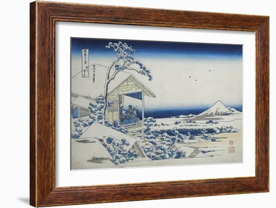 Tea House at Koishikawa, The Morning After A Snowfall, c.1830-Katsushika Hokusai-Framed Giclee Print