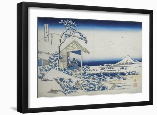 Tea House at Koishikawa, The Morning After A Snowfall, c.1830-Katsushika Hokusai-Framed Giclee Print