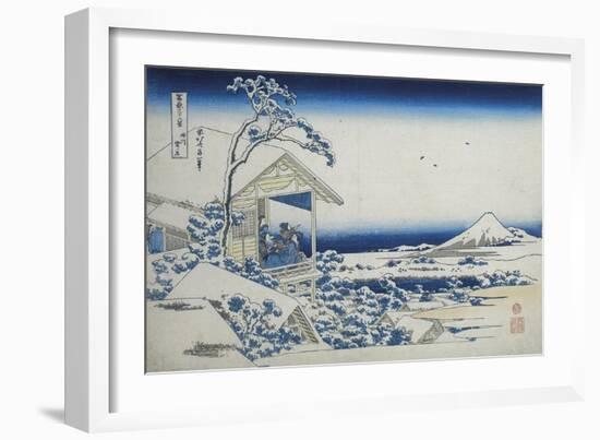 Tea House at Koishikawa, The Morning After A Snowfall, c.1830-Katsushika Hokusai-Framed Giclee Print