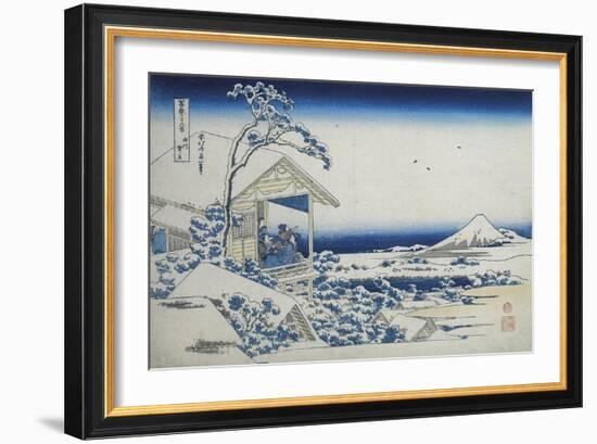 Tea House at Koishikawa, The Morning After A Snowfall, c.1830-Katsushika Hokusai-Framed Giclee Print