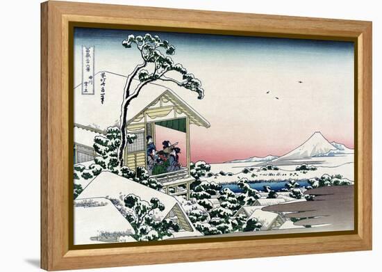 Tea House at Koishikawa-Katsushika Hokusai-Framed Stretched Canvas