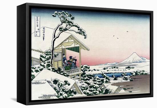 Tea House at Koishikawa-Katsushika Hokusai-Framed Stretched Canvas