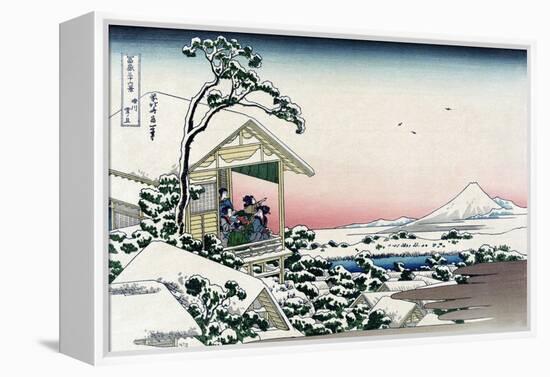 Tea House at Koishikawa-Katsushika Hokusai-Framed Stretched Canvas