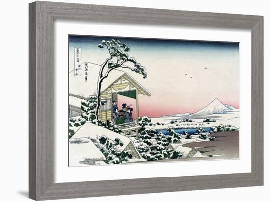 Tea House at Koishikawa-Katsushika Hokusai-Framed Premium Giclee Print