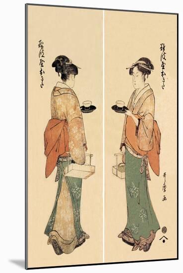 Tea House Girl-Kitagawa Utamaro-Mounted Art Print