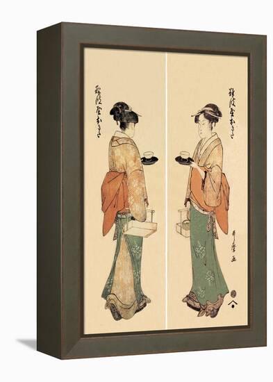 Tea House Girl-Kitagawa Utamaro-Framed Stretched Canvas