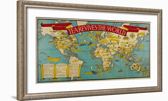 Tea Revives the World-Macdonald Gill-Framed Premium Giclee Print