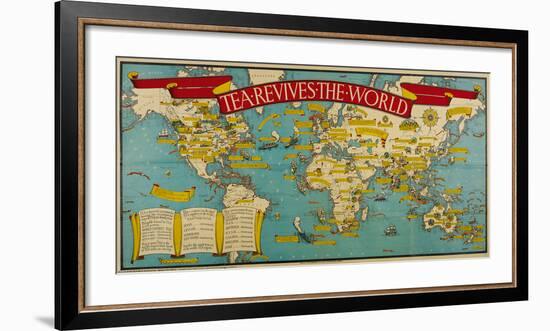 Tea Revives the World-Macdonald Gill-Framed Premium Giclee Print