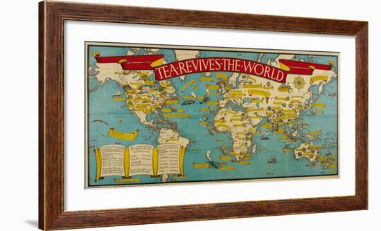 Tea Revives the World-Macdonald Gill-Framed Premium Giclee Print