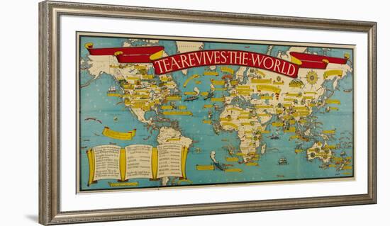 Tea Revives the World-Macdonald Gill-Framed Premium Giclee Print