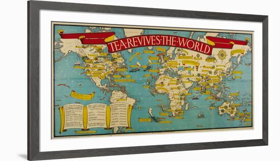 Tea Revives the World-Macdonald Gill-Framed Premium Giclee Print