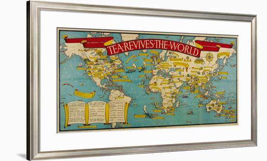 Tea Revives the World-Macdonald Gill-Framed Premium Giclee Print