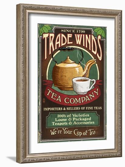 Tea Shop - Vintage Sign-Lantern Press-Framed Premium Giclee Print