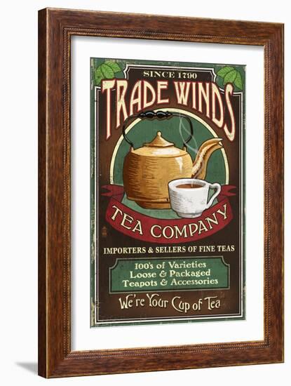 Tea Shop - Vintage Sign-Lantern Press-Framed Premium Giclee Print