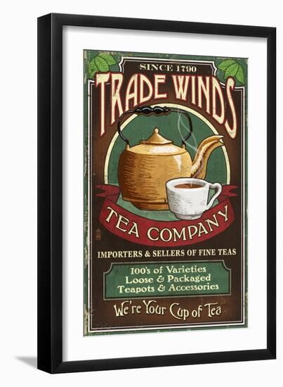 Tea Shop - Vintage Sign-Lantern Press-Framed Premium Giclee Print