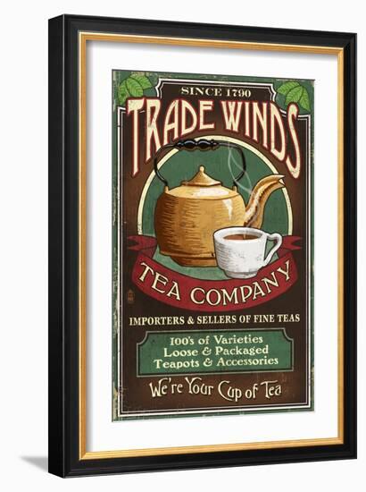 Tea Shop - Vintage Sign-Lantern Press-Framed Premium Giclee Print