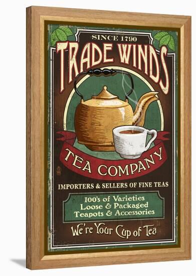 Tea Shop - Vintage Sign-Lantern Press-Framed Stretched Canvas