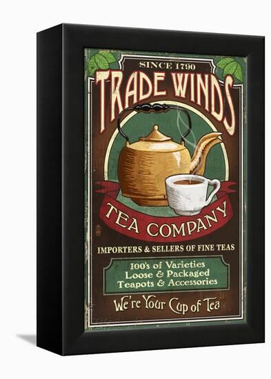 Tea Shop - Vintage Sign-Lantern Press-Framed Stretched Canvas