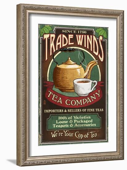 Tea Shop - Vintage Sign-Lantern Press-Framed Art Print