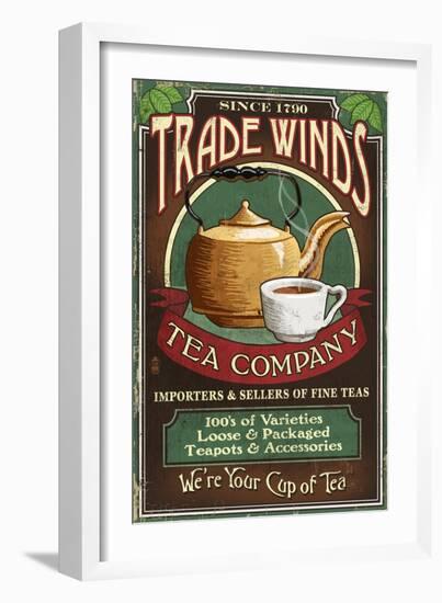 Tea Shop - Vintage Sign-Lantern Press-Framed Art Print