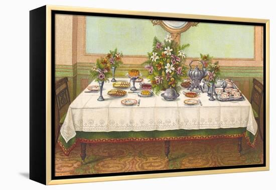 Tea Table Setting-null-Framed Stretched Canvas