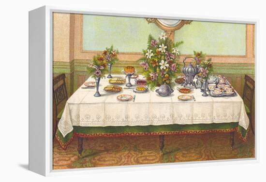 Tea Table Setting-null-Framed Stretched Canvas