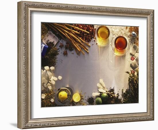 Tea, Tea Leaves, Spices, Sugar Crystals, Lemons and Limes-Peter Rees-Framed Photographic Print