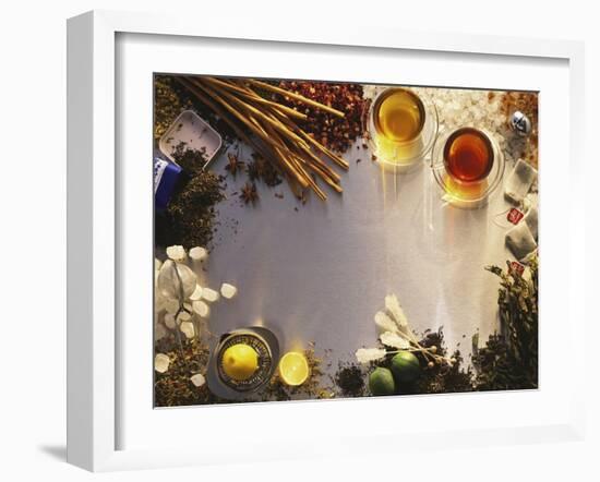 Tea, Tea Leaves, Spices, Sugar Crystals, Lemons and Limes-Peter Rees-Framed Photographic Print